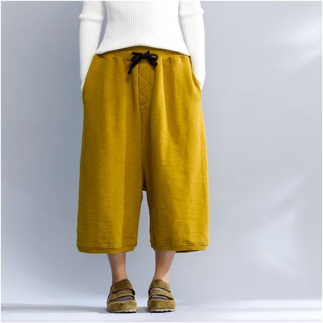 elseisle Harajuku Harem Pants Women Baggy Pants For Women Yellow Wide