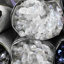 100 шт AB белого цвета, с граненной поверхностью каплевидные бусины Кристалл бусины Подвески, стеклянные бусины, бусины с большим отверстием для собственноручного изготовления украшений, 3x5 мм