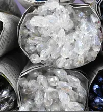 100pcs AB White Faceted Teardrop Beads Crystal Beads charm Glass Beads Loose Spacer Bead for DIY Jewelry Making, 3x5mm