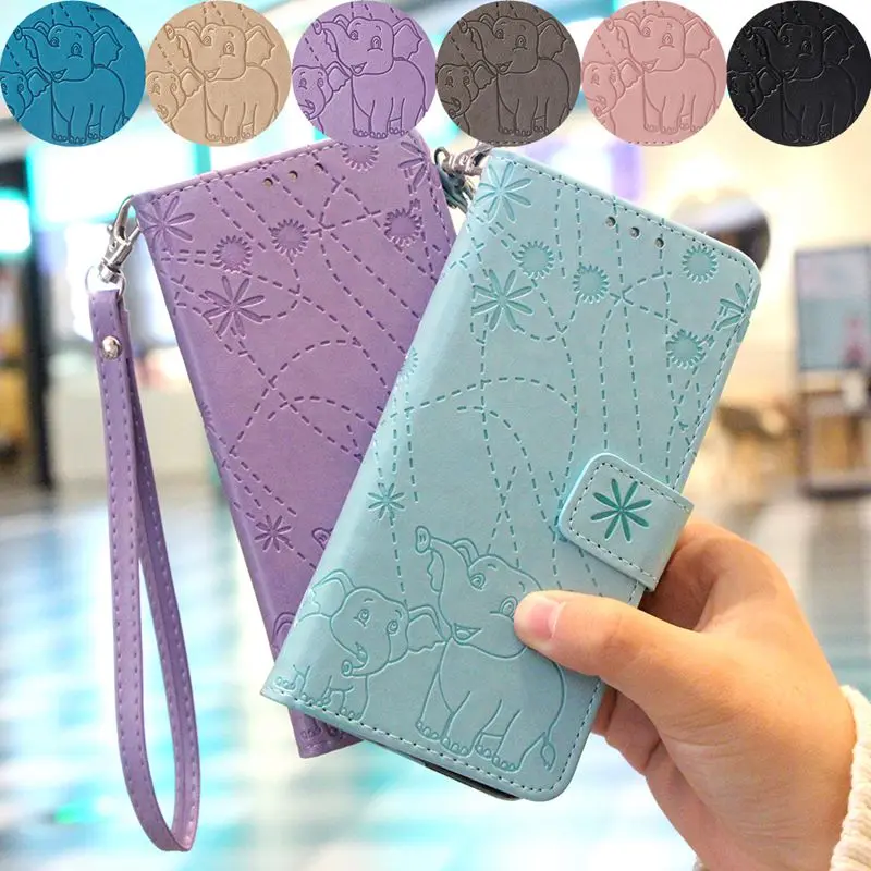 

etui Huawei P Smart 2019 Case Honor 10 Lite Cover Cartoon Elephant Embossed Leather Flip Case on for Funda Huawei P Smart 2019