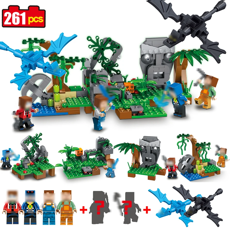 

4in1 My World dragon figure Building Blocks Castle Building Blocks Compatible Legoed Minecrafted City Enlighten toy For children
