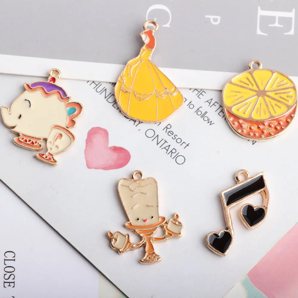 

10pcs/lot Note Candlestick Teapot Oil Drop Enamel Charm Pendants Accessories For Women Bracelet Necklace Earring Jewelry Making