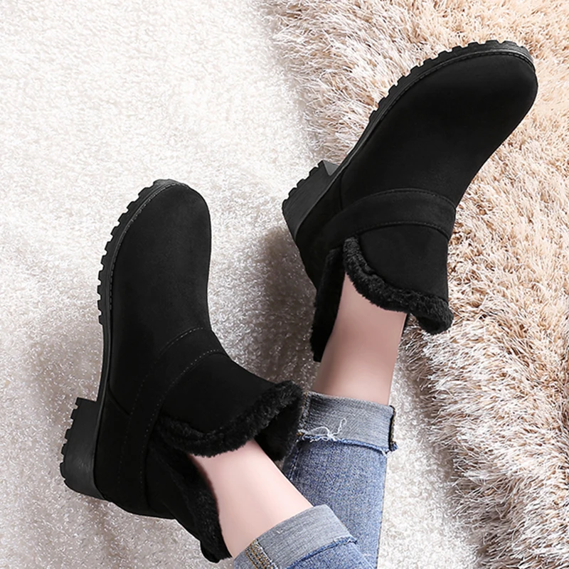 

KarinLuna large size 30-48 slip on comfortable women shoes woman winter warm plush woman snow boots warm fur ankle boots women