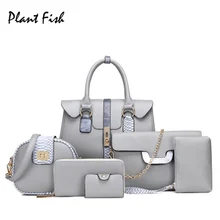 2017 Mujeres De Lujo Bolsa de 6 Unidades Set Cocodrilo Con Paneles de Serpentina Python Bolso de Totalizador de Las Mujeres de Señora Handbag Bolsas Compuestas Muchacha Elegante