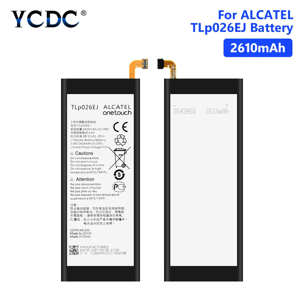 

TLp026EJ Battery For Alcatel idol 4 OT-6055H 6055Y 6055U 6055K 6055B 2610mAh Lithium Polymer Mobile Phone Batteries