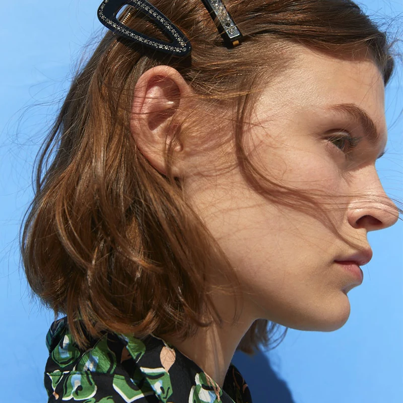 

3 pcs/set ZA Black Resin Hair Clips Headwear White Crystals Geometric Hairpins Barrette Hairgrips For Women Jewelry Accessories