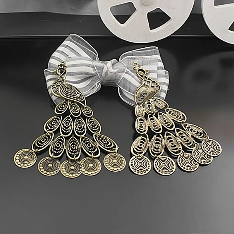 

(24328-2)4PCS 105x60MM Antique Bronze Zinc Alloy Peacock Pendants Diy Jewelry Findings Accessories Wholesale