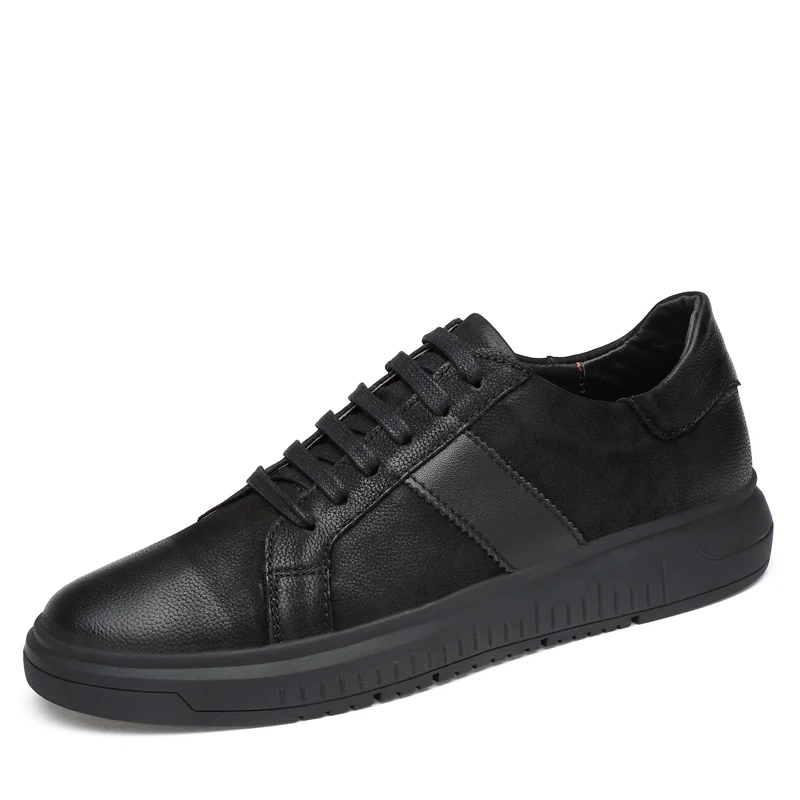 

Men's Genuine Leather Sneakers Breathable Casual Shoes Non-slip Outdoor Walking Shoes Light Weight Rubber Sole Lace-up *A1711