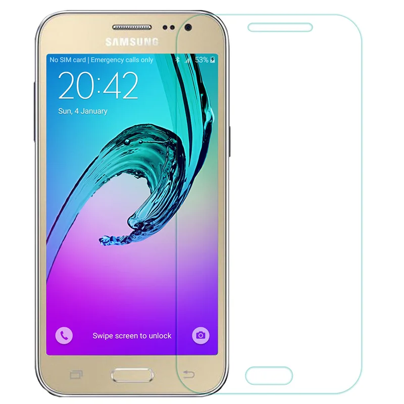 

Tempered Glass Film For Samsung GALAXY J2 J200 J200F J200G glass Protective 2.5D 9H Hard Round Border Front Screen Protector