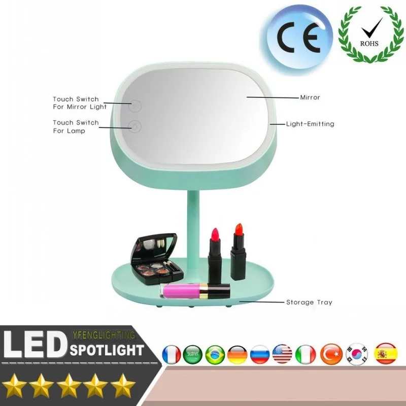 Светодиодный лучшее качество повелительница подставка для макияжа зеркало аккумуляторная светодиодный свет лампы косметический