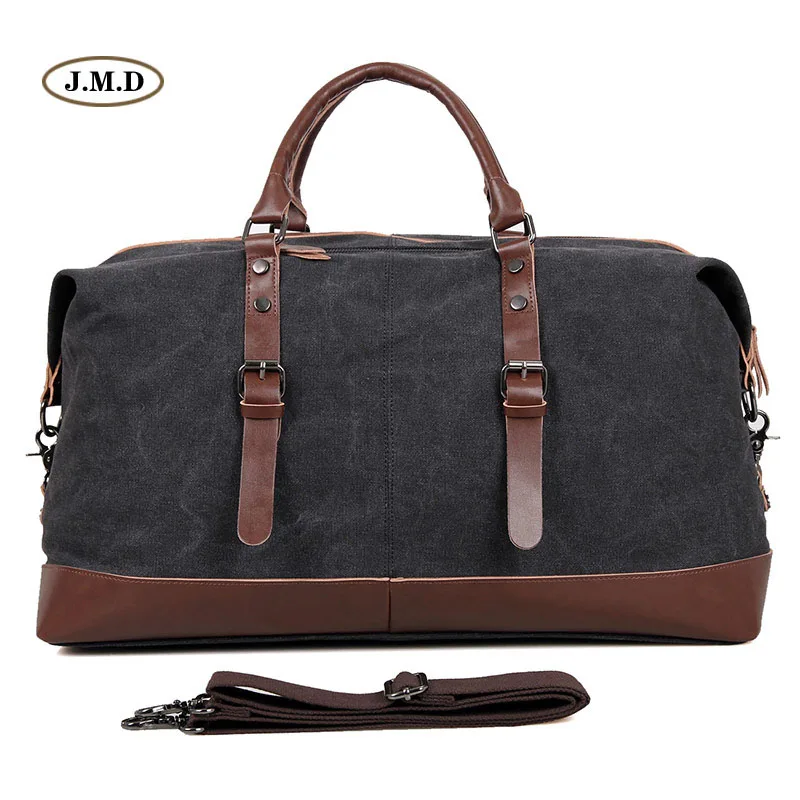

J.M.D New Arrival Fashion Men's Black and Coffee Durable Canvas Handbag Portable Multifunctional Travel Bag Weekend Bag 9038