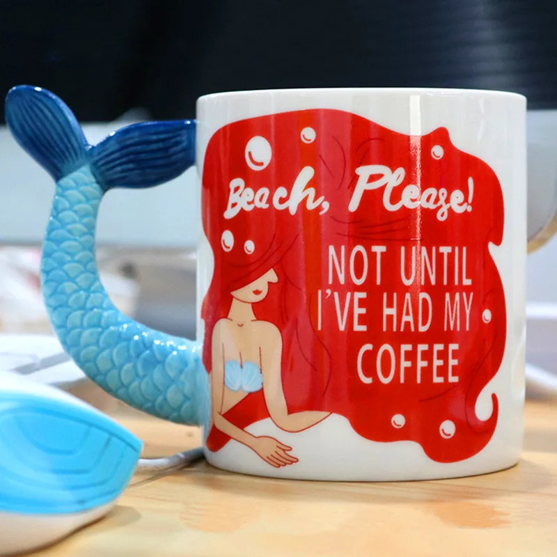 Кофейные кружки русалка Мультяшные чашки для воды и чая креативная посуда