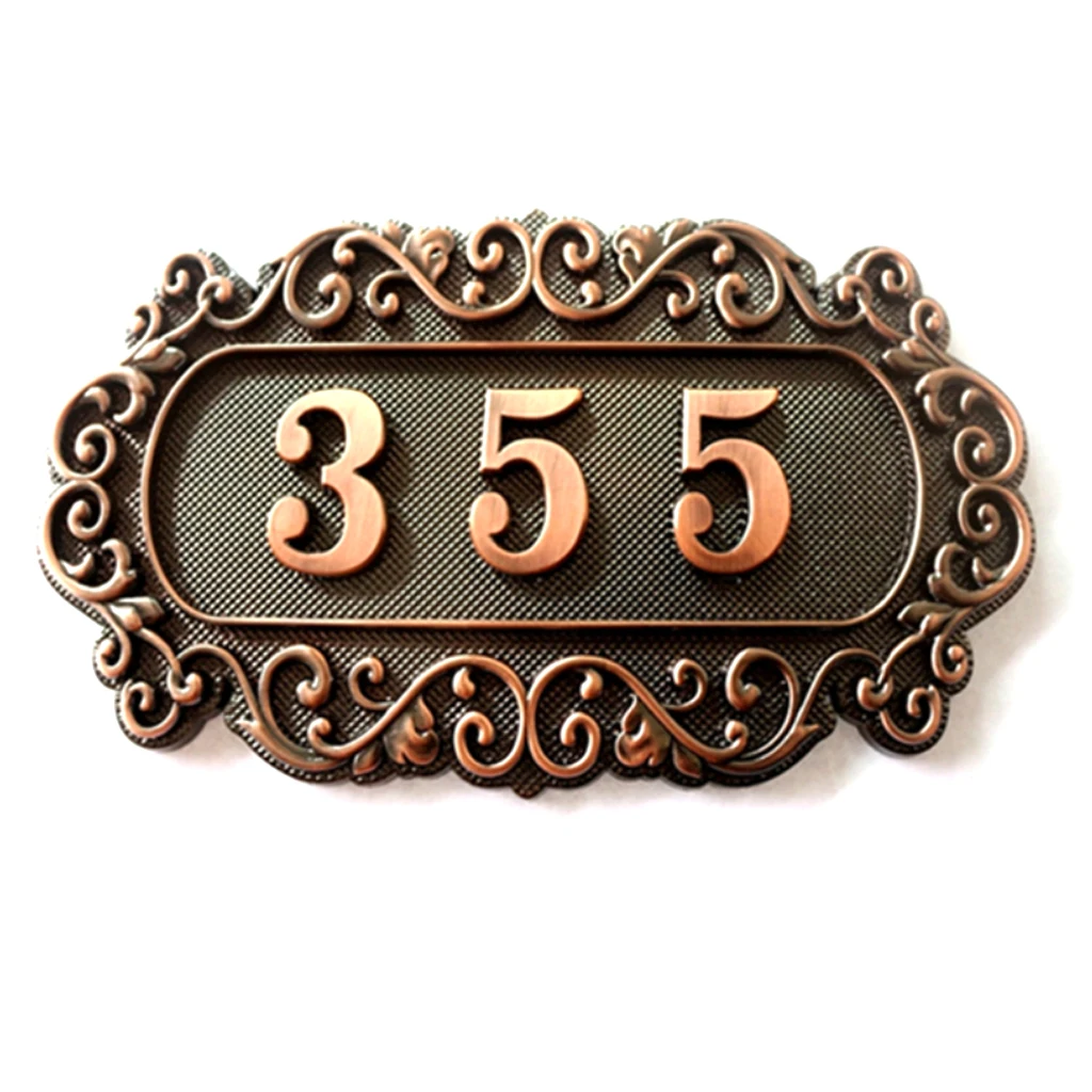 3 to 4 Digits Classical European Style Copper Tone House Address Door Number Plate Villa Apartment Door Sign Doorplate