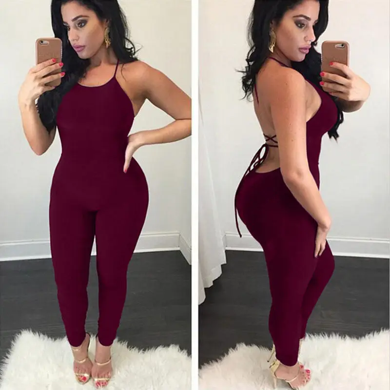 Rompers and Jumpsuit 2017 Autumn Sexy Cross Playsuit Bodysuits Elegant Bandage Plus Size Casual