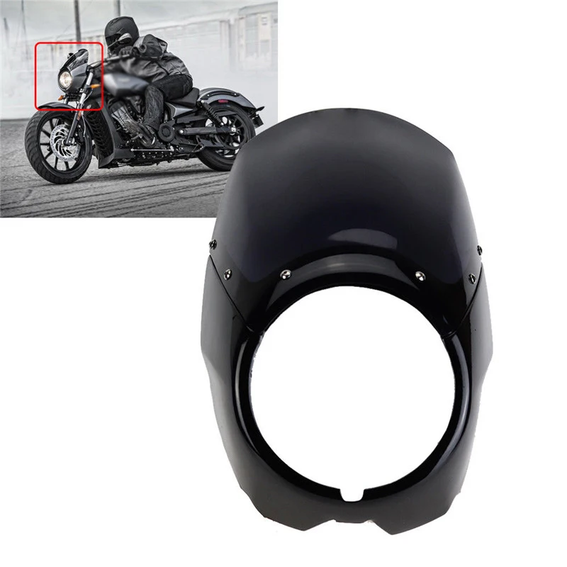 Motorcycle Front Headlight Mask Cowl Headlamp Visor Mask Mounting Hardware Kit For Victory Octane 2017 Gloss Black WISENGEAR  (2)