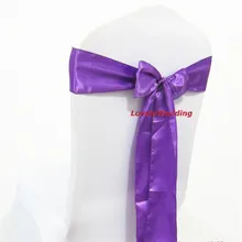 Высокое качество, 100 шт/партия, фиолетовый свадебный сатиновый пояс для стула, атласная одежда Свадебная вечеринка, банкет и вечерние украшения