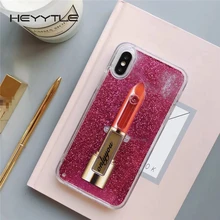 

Heyytle Transparent Quicksand Phone Case For iPhone X 8 7 6 6s Plus Cases Glitter Lipstick Pattern Back Cover Soft Stand Shell