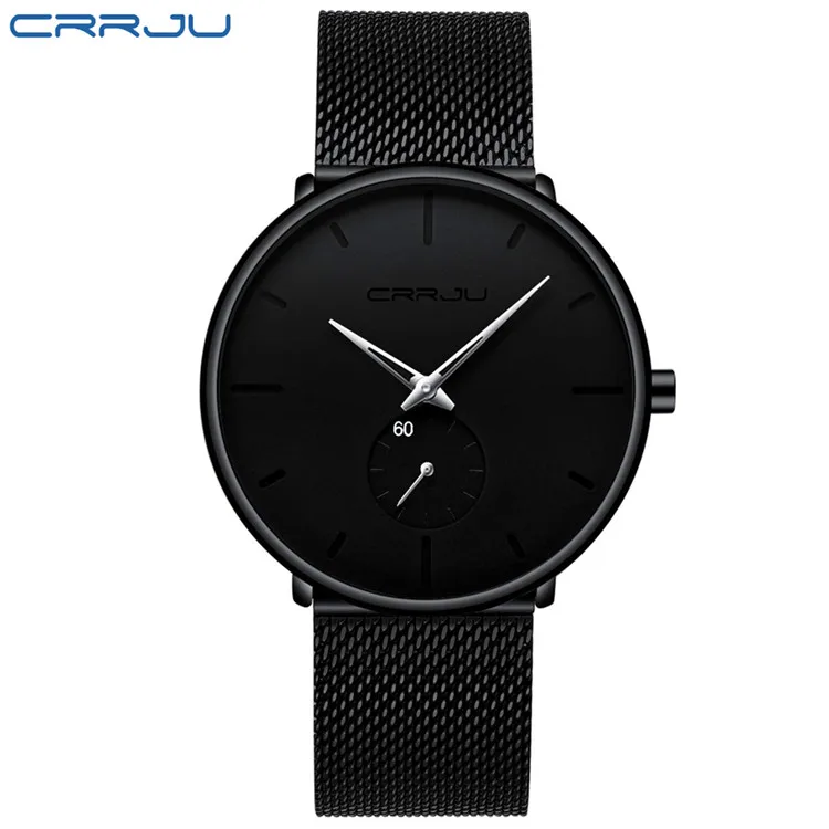 Ультра тонкие креативные черные кварцевые часы из нержавеющей стали Мужские Простые Модные деловые японские часы мужские Relogios - Цвет: black silver