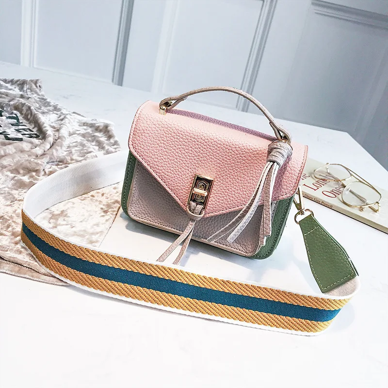 Designer Plaid Women Messenger Bags Fashion Tassel Flap Shoulder Bag PU