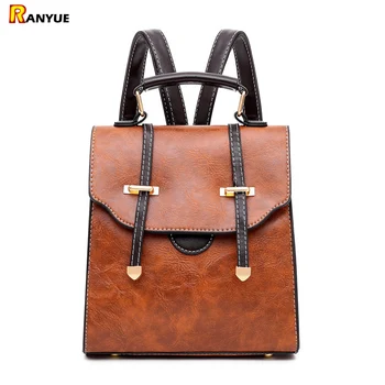 

small little backpacks for women girls Vintage Pu Leather Women Backpack shoulder bag travel Back pack Women College Backpack