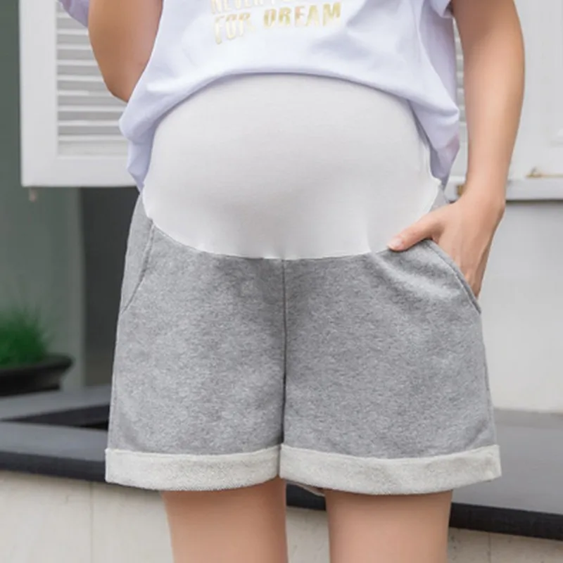 

Summer Plus Size Thin Maternity Shorts High Waist Stomach Lift Adjustable Pregnancy Short Pants Casual Gray Home Pregnant Shorts