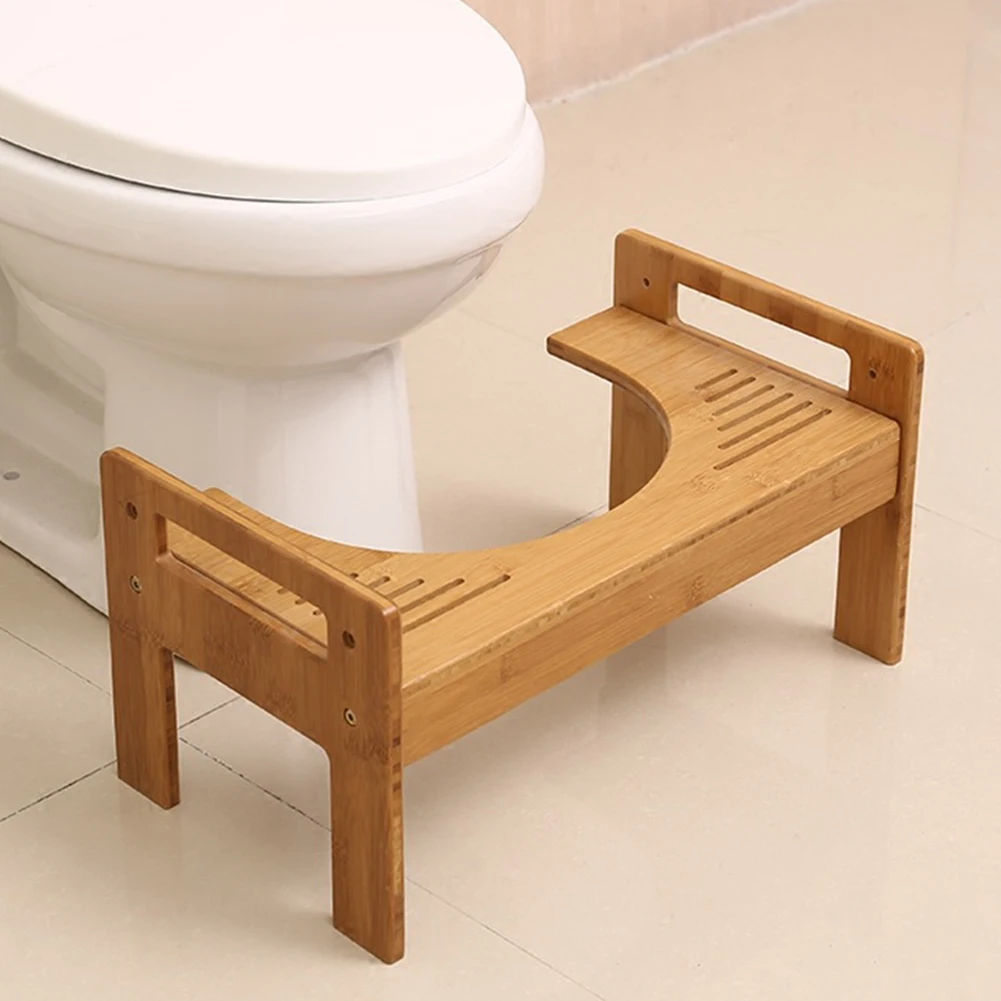 Adjule Height Footrest Bathroom Toilet Stool Thick Bamboo Bathroom Toilet Stool Thick Bamboo