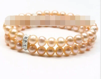

1006 2 rows free shipping AA white pink black freshwater pearl bracelets