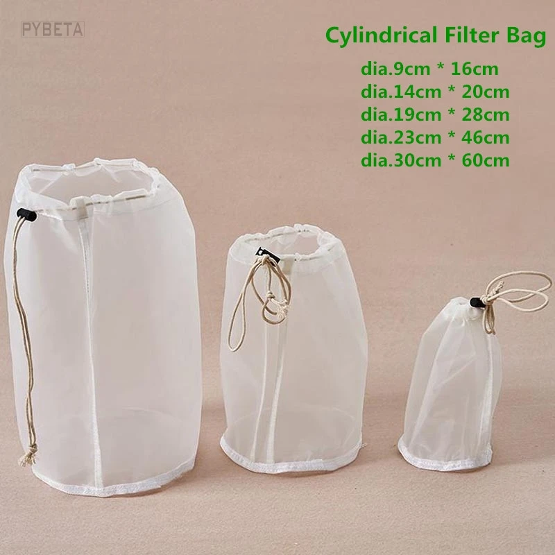 2pcs  120/95/75/48 micron Cylindrical food grade Filter Bag for Tea Milk Juice Wine Liquid filtering Colanders
