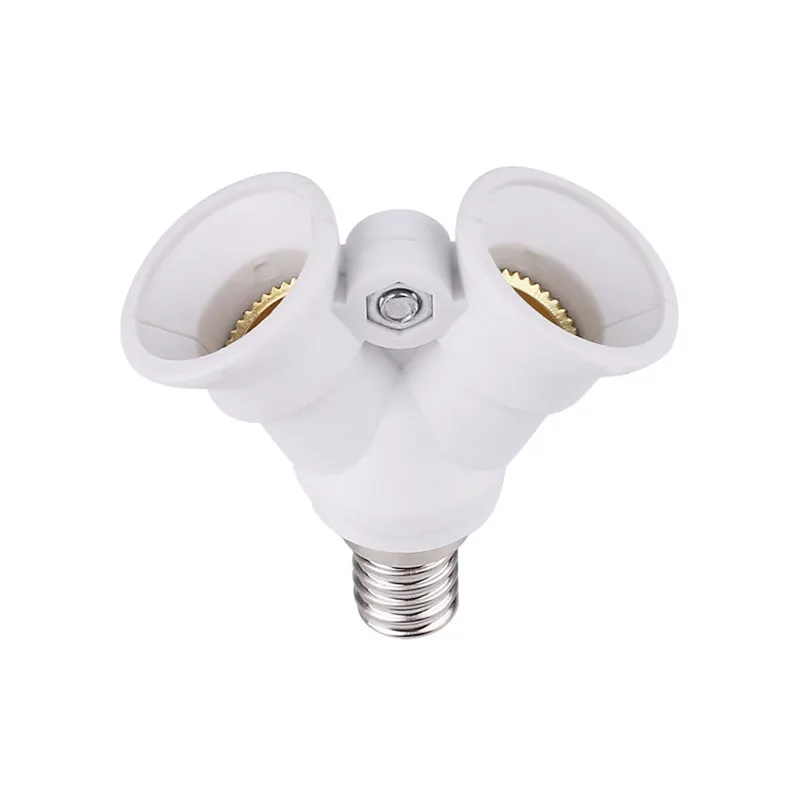 NEW Fireproof Material Lamp Holder E14 to 2 E14 LED Y Shape Light Lamp Bulb Splitter Adapter Converter For LED Corn Bulb Light