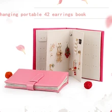 Портативный 42 серьги держатель книги Стенд для ювелирных украшений коробка блокнот, ПУ искусственная кожа женщин Мульти уха шпилька упаковка для хранения подарок