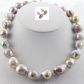 

Free Shipping Genuine Natural Freshwater Baroque Edison Round Large Pearl Bead Jewelry Necklace earring