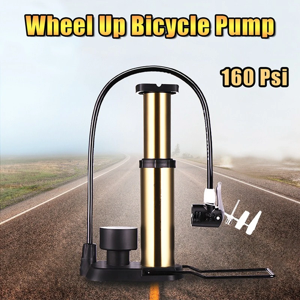 

25cm Bicycle Pump 160 Psi MTB Bike Air Inflator Bike Pump with Gauge Outdoor Cycling Bicycle Press Frame Accessories