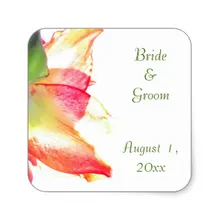 3,8 см красный золотой зеленый амариллис абстрактный пользовательский Свадебный квадратный стикер