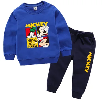 

Spring Autumn girls 2 pcs set Baby sweatshirt + pants boys tracksuit kids set children clothes squared minnie mickey 1 to 8 yrs