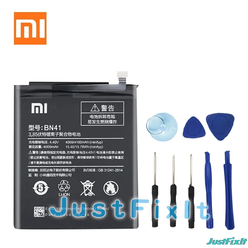 BN41 Xiao Mi Phone Battery For Xiaomi Redmi Hongmi Note 4 / 4X MTK Helio X20 4000mAh Original Replacement + Tool | Мобильные