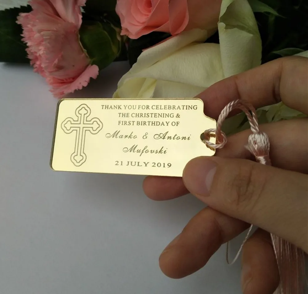 

Rectangle Custom Wedding Party Acrylic Mirror Tag Personalized Laser Cut Party Favor DIY Party Favor Decor