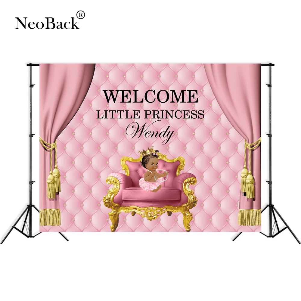 

Personalized Text Pink New Born Birthday Party Photographic Backgrounds DIY Baby Shower Photo backdrop Party Banner Board
