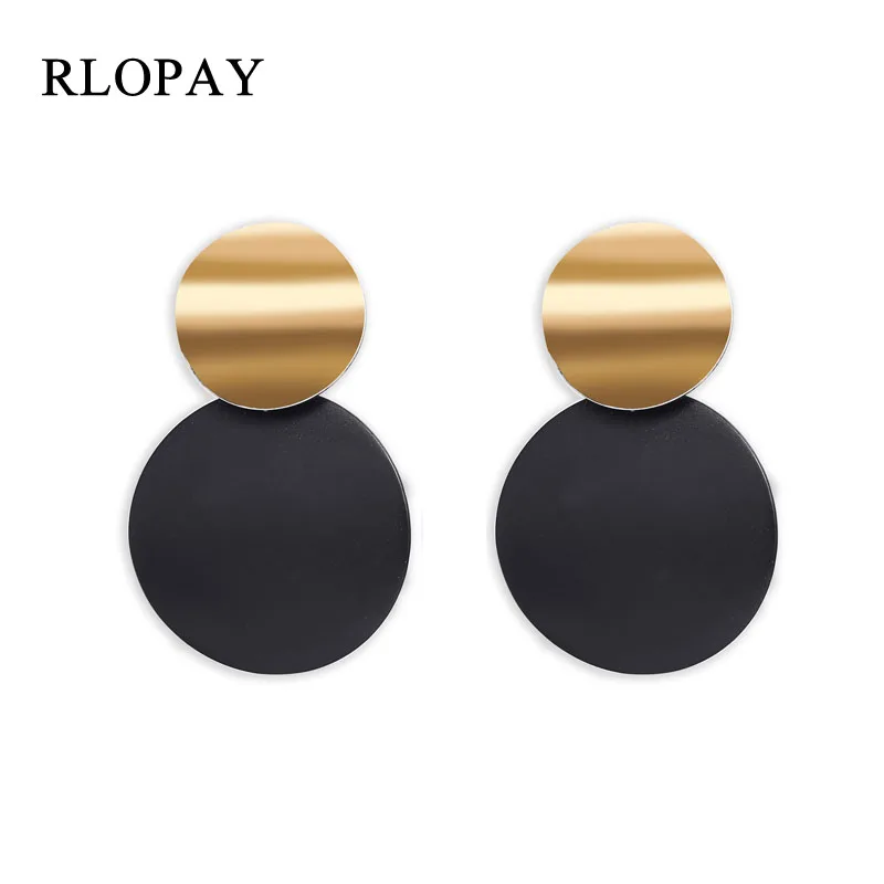 

RLOPAY Fashion Acrylic Metal Women's Geometric Round Drop Ladies Elegant Earrings Elegant Black Alloy Dangle Statement Jewelry