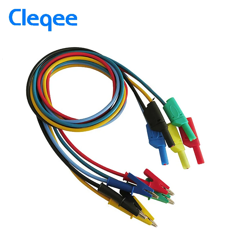 

Cleqee 1M P1018A Banana plug to Crocodile Alligator Clip Test Probe Lead Wire Cable used in electrical/physics laboratories