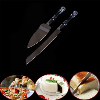 

2Pcs Stainless Steel Cake Knife Server Set Acrylic Faux Crystal Handle Wedding Cake Knife Cutter Server Set for Wedding Party
