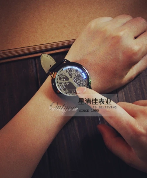 Креативные мужские часы Уникальный Deisgn сенсорный экран светодиодный кожаный ремешок для женщин Пара часы кварцевые спортивные Смарт Электроника Reloj Mujer - Цвет: tree black