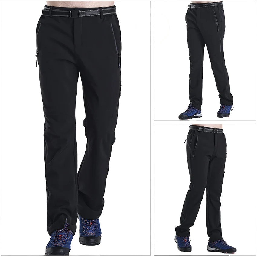 Mountainskin hombres mujeres Fleece Softshell pantalones elásticos al aire libre Camping senderismo Trekking pesca hombre mujer Pantalones MA173