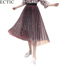 Spring Summer Pleated Woman Mesh Skirt Tulle Skirts Long Paragraph Retro Women’s Saia Harajuku Grad Tutu boho Maxi Gonna 2018