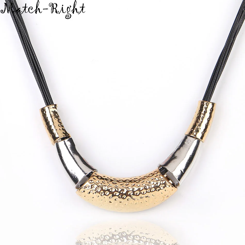 Match Right Women Necklace Leather Rope Statement Necklaces Pendants