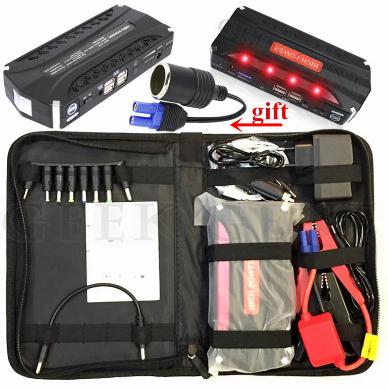 Multi Function 12V Car Jump Starter 600A Peak Starting Device 4USB Power Bank 12V Charger For