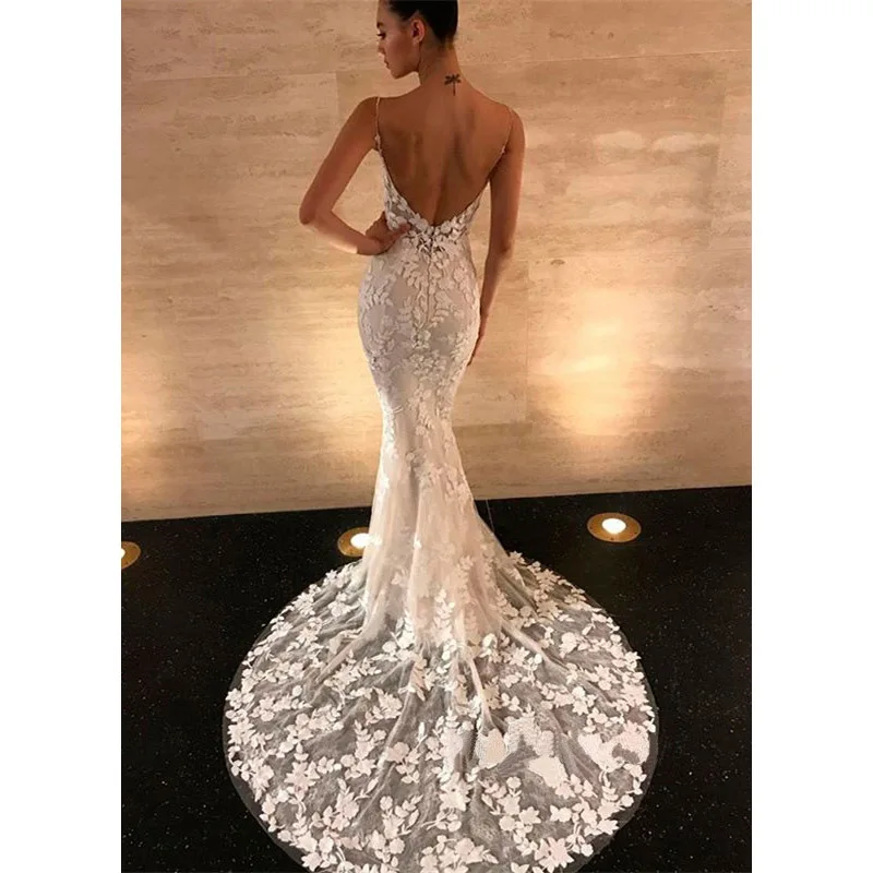 

Ordifree 2019 Summer Women Lace Long Party Dress Sexy Backless Bodycon Maxi Dress Spaghetti Strap White Dress