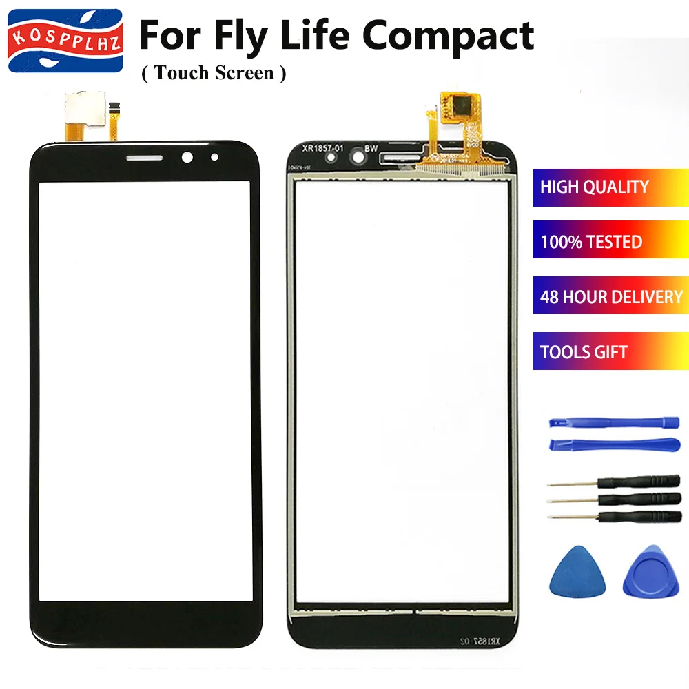 

4.95" Mobile Touch Screen For Fly Life Compact Touch Screen Glass Digitizer Front Glass For Fly Life Compact Cell Phone + Tools