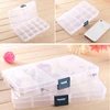 Free Shipping 15 Grid Plastic Adjustable Tool Transparent Jewelry Ring Earrings Box Case Portable Organizer Storage Box Beads ► Photo 2/5