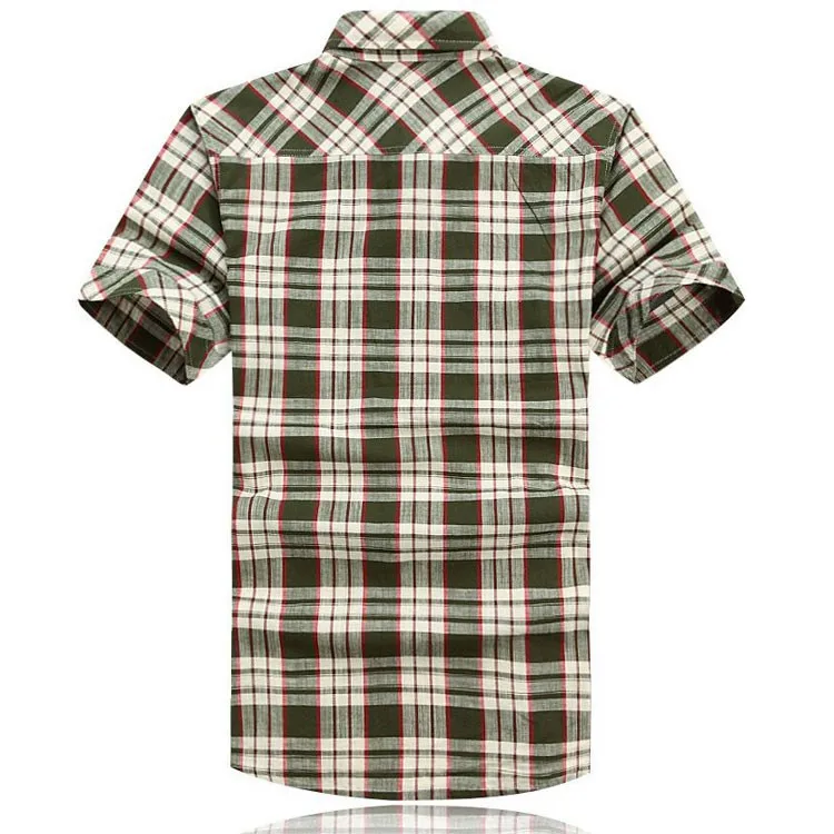 3XL 4XL 5XL 2015 Summer Plaid Men Cotton Short Sleeve Dress Shirts Camisa Hombre Patchwork Blouse Vestido Men Clothes Casual (2)