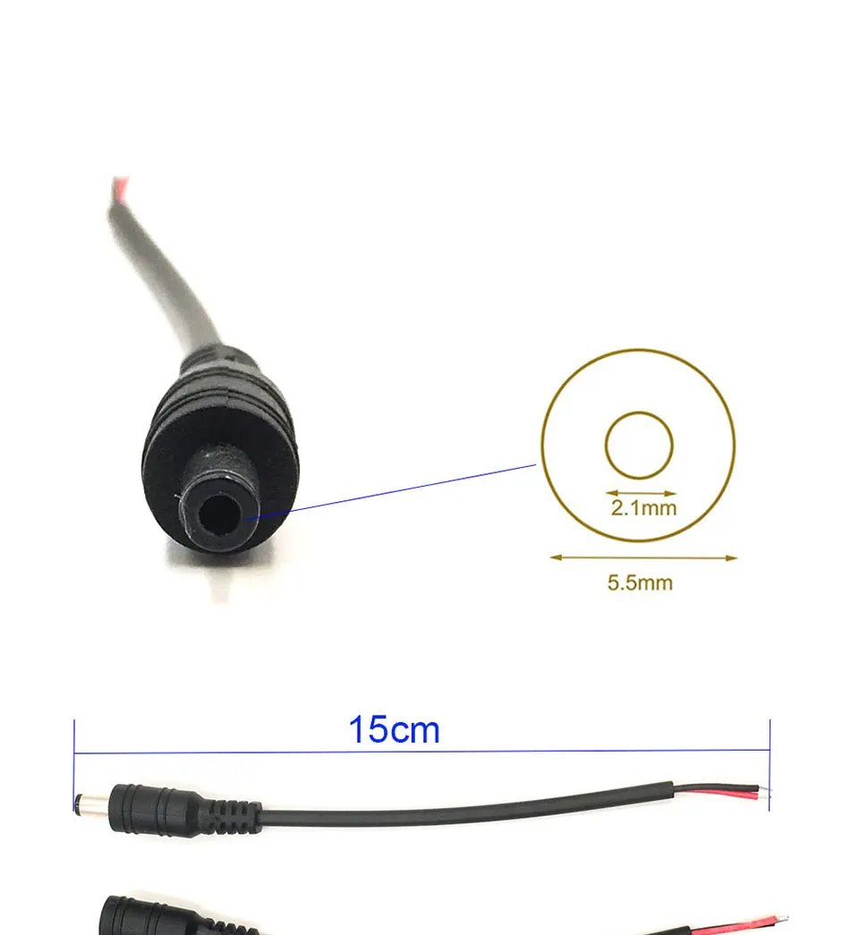 10 Sets DC Connector Male Female Cable Wire 2.1x5.5mm Plug Jack DC-022 Power Adapter For DIY LED Strip Lights Electrical Socket (2)
